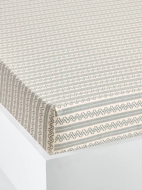 Children's Fitted Sheet in Recycled Cotton, Nomad printed white - vertbaudet enfant 