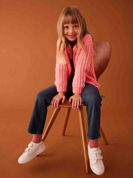 Loose-Fitting Soft Knit Cardigan for Girls sweet pink - vertbaudet enfant 