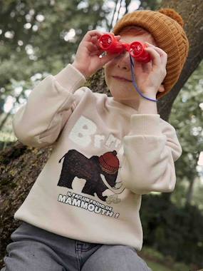 Boys-Cardigans, Jumpers & Sweatshirts-Sweatshirt with Mammoth & Bouclé Knit Details, for Boys