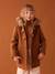 Duffle-coat à capuche fille drap de laine blush+camel+vert de gris - vertbaudet enfant 