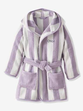 Fille-Peignoir de bain Enfant rayures TRANSAT capsule famille personnalisable, avec coton recyclé
