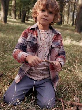 -Chequered Flannel Shirt with Sherpa Lining for boys
