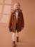 Duffle-coat à capuche fille drap de laine blush+camel+vert de gris - vertbaudet enfant 