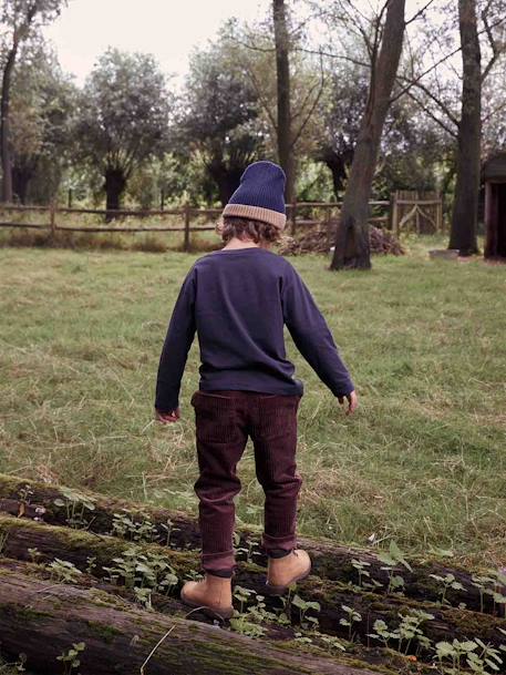 Corduroy Trousers, Easy to Slip On, for Boys caramel+fir green - vertbaudet enfant 