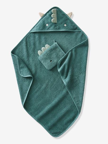 Cape de bain et gant DRAGON vert - vertbaudet enfant 