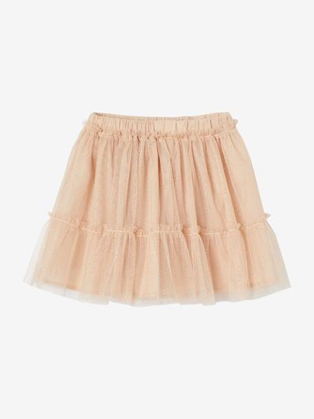 Glittery Tulle Skirt for Girls ecru+iridescent beige+nude pink - vertbaudet enfant 