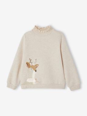 Christmas Special Deer Sweatshirt with Shiny & Sequin Details for Girls  - vertbaudet enfant