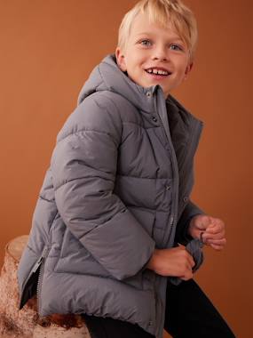 -Padded Coat with Hood & Sherpa Lining for Boys