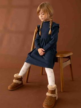Knitted Dress with Ruffles for Girls  - vertbaudet enfant