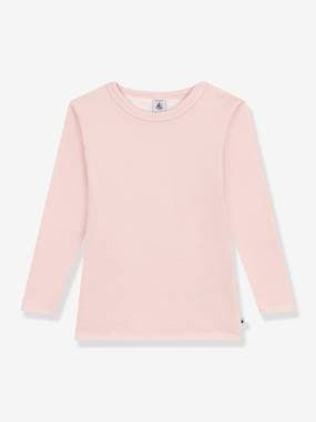 Girls-Tops-T-Shirts-Long Sleeve Top in Wool & Cotton, PETIT BATEAU