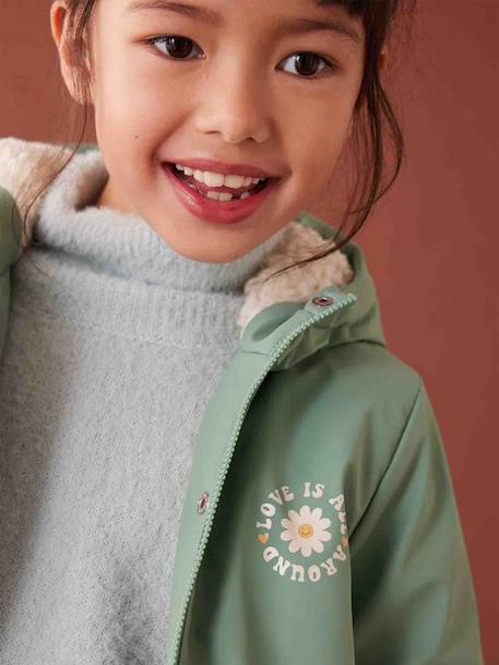 Ciré à capuche doublé sherpa fille lichen+rose pâle - vertbaudet enfant 