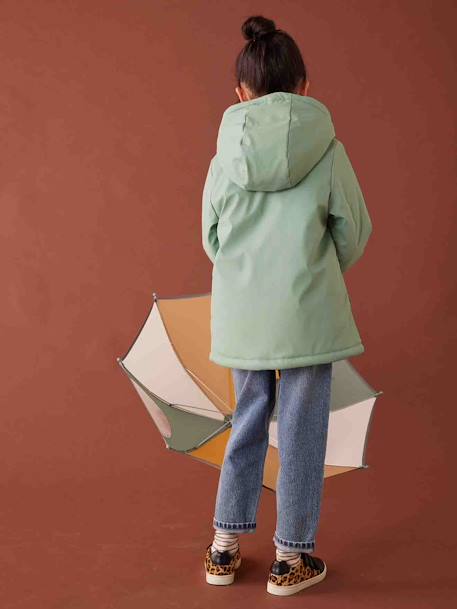 Raincoat with Sherpa Lining for Girls lichen+pale pink - vertbaudet enfant 