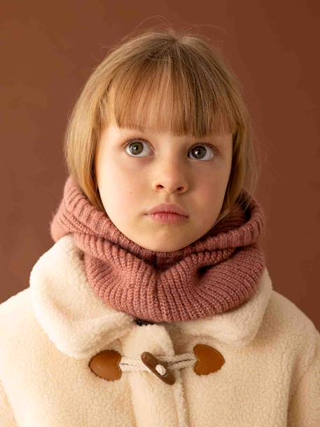 Rib Knit Hood for Girls mauve - vertbaudet enfant 