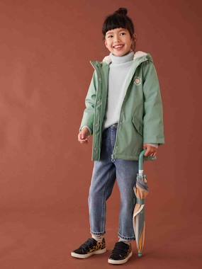 Girls-Raincoat with Sherpa Lining for Girls