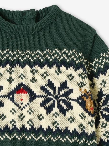 Christmas Special Jacquard Knit Jumper for Babies, Family Capsule Collection fir green+red - vertbaudet enfant 