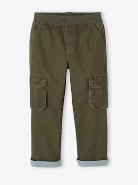 -Easy to Slip-on Cargo Trousers with Lining for Boys