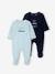Pack of 2 Velour Sleepsuits for Babies, BASICS night blue - vertbaudet enfant 