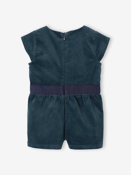 Velvet Playsuit for Babies emerald green - vertbaudet enfant 