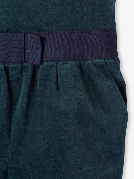 Velvet Playsuit for Babies emerald green - vertbaudet enfant 