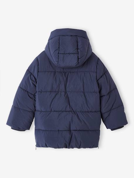 Padded Coat with Hood & Sherpa Lining for Boys navy blue - vertbaudet enfant 