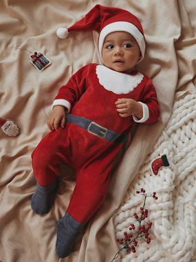 Baby-Pyjamas & Sleepsuits-Christmas Velour Sleepsuit for Babies