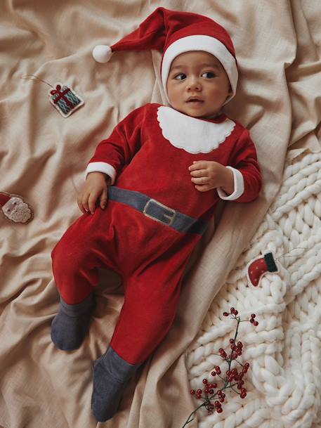 Christmas Velour Sleepsuit for Babies red - vertbaudet enfant 