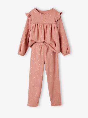 Fille-Pyjama, surpyjama-Pyjama long fille noël en gaze de coton