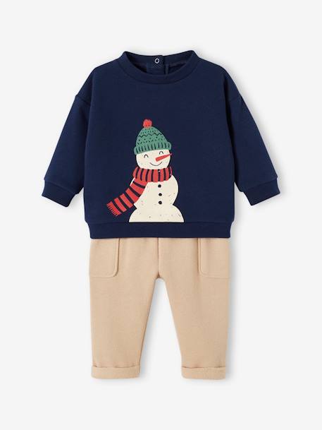 Christmas Special Ensemble: Sweatshirt + Trousers & Gift Box for Babies navy blue - vertbaudet enfant 