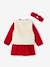Christmas Special Ensemble: Dress, Faux Fur Waistcoat, Tights and Matching Headband for Girls red - vertbaudet enfant 