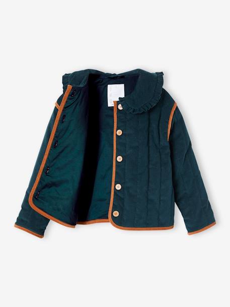 Quilted Corduroy Jacket for Girls fir green - vertbaudet enfant 