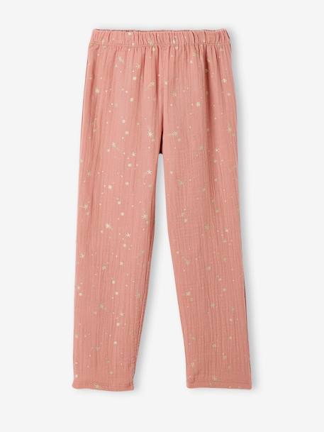 Pyjama long fille noël en gaze de coton blush - vertbaudet enfant 