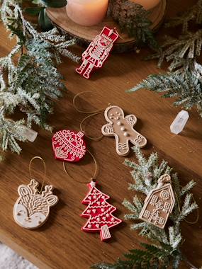 -Set of 6 Christmas Hanging Decorations , Biscuit-Effect