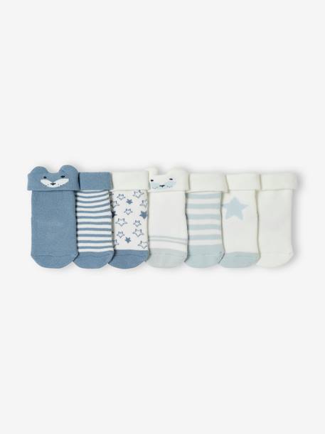 Pack of 7 pairs of 'Stars & Fox' Socks for Babies blue - vertbaudet enfant 