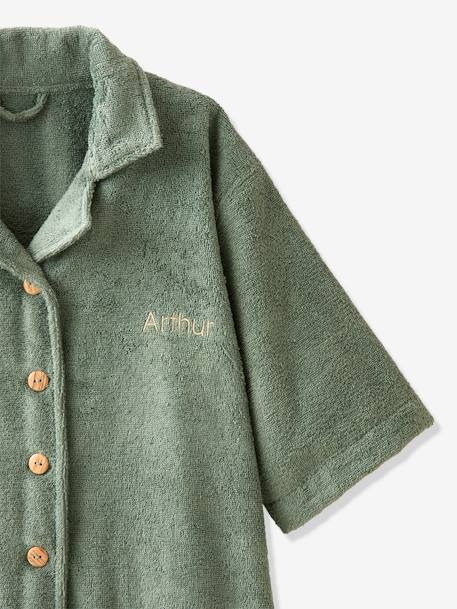 Peignoir Oversize enfant uni avec coton recyclé, personnalisable bois de rose+vert sapin - vertbaudet enfant 