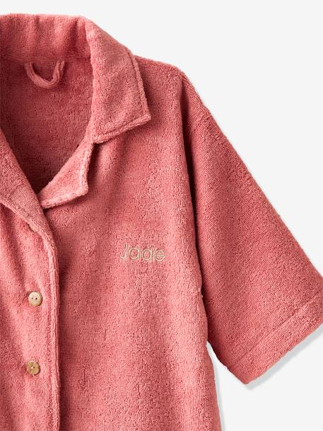 Peignoir Oversize enfant uni avec coton recyclé, personnalisable bois de rose+vert sapin - vertbaudet enfant 