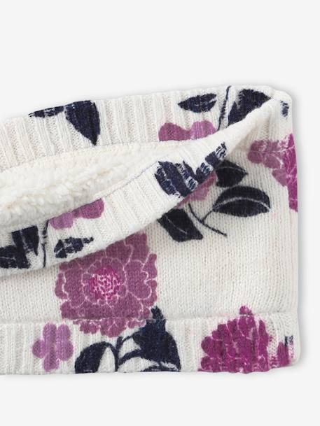 Fine Knit Snood with Flower Print for Girls printed pink - vertbaudet enfant 