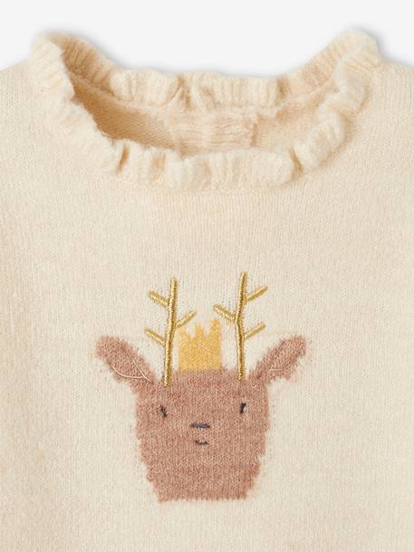 Christmas Special Ensemble: Knitted Dress with Reindeer Motif + Tights for Babies ecru - vertbaudet enfant 