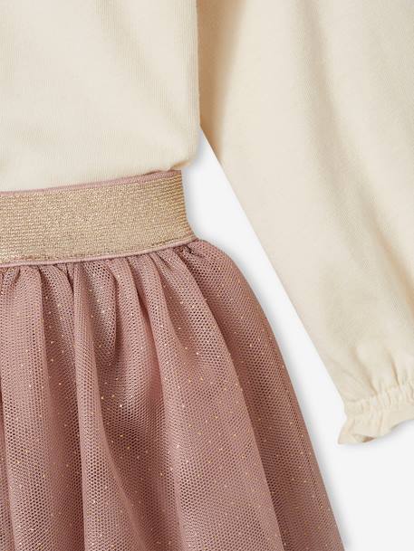 Ensemble bébé fille T-shirt à collerette jupon tulle écru - vertbaudet enfant 