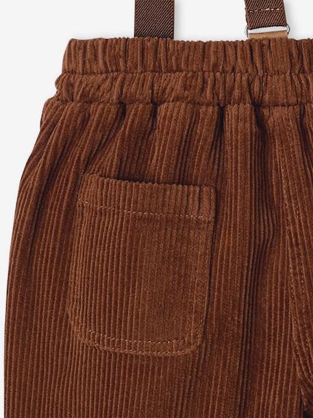 Velour Trousers with Braces for Babies brown - vertbaudet enfant 