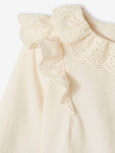 Top with Broderie Anglaise Collar & Tulle Skirt for Baby Girls ecru - vertbaudet enfant 