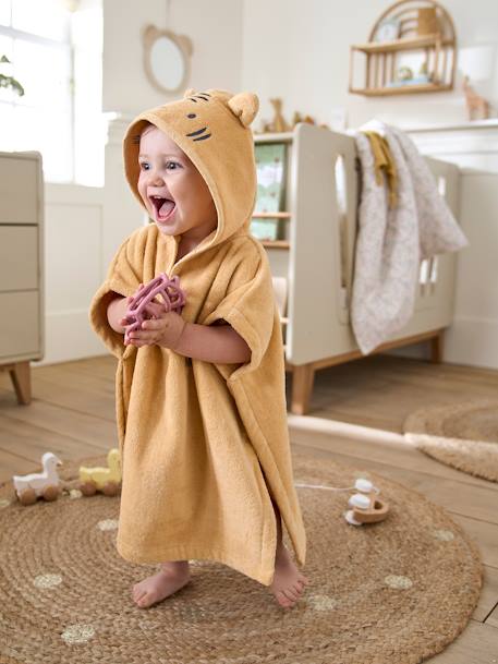 Poncho de bain bébé avec coton recyclé personnalisable Animaux abricot+ocre - vertbaudet enfant 