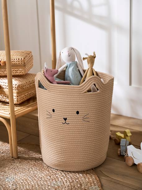 Cotton Rope Storage Basket, Cat beige - vertbaudet enfant 