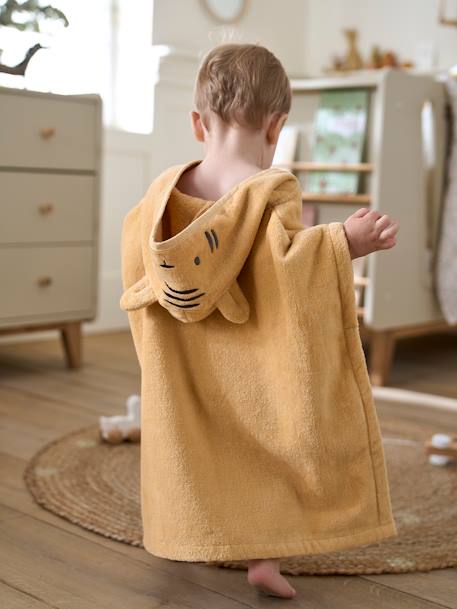 Poncho de bain bébé avec coton recyclé personnalisable Animal beige+ocre+olive+rose pâle - vertbaudet enfant 
