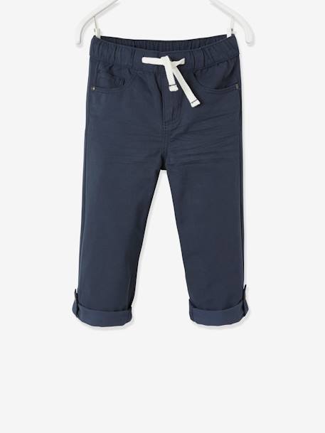 Indestructible Trousers for Boys, Convert into Cropped Trousers Blue+GREEN MEDIUM SOLID WITH DESIG - vertbaudet enfant 