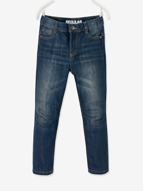 WIDE Hip, Straight Leg Indestructible MorphologiK Jeans for Boys Dark Blue - vertbaudet enfant 
