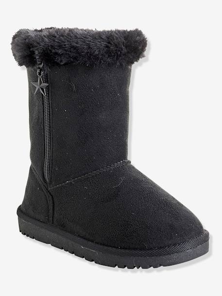 Girls' Boots with Fur Black - vertbaudet enfant 