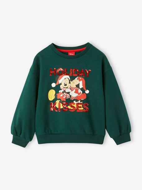 Christmas Special Mickey & Minnie Mouse® Sweatshirt by Disney for Girls fir green - vertbaudet enfant 