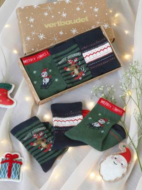 Gift Box with 3 Pairs of Christmas Socks for Boys  - vertbaudet enfant