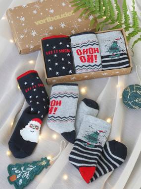 -Gift Box with 3 Pairs of Christmas Socks for Boys