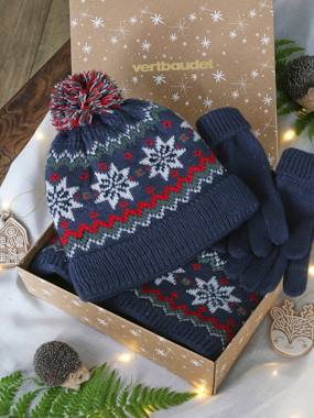 Christmas Gift Box with "Snowflake" Beanie, Snood & Gloves Set for Boys  - vertbaudet enfant